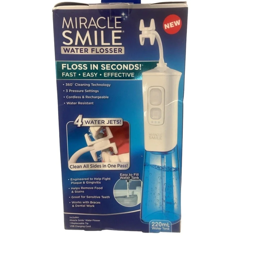 Miracle Smile Water Flosser Deluxe Pro Portable Dental Rechargeable Irrigator
